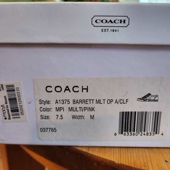 Coach Barrett lace canvas sneaker. Multi pink, size 7.5 - Picture 2 of 13